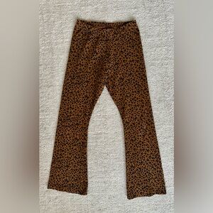 Old Navy Kids Leopard/Heart Print Flare Leggings - Brown and Black